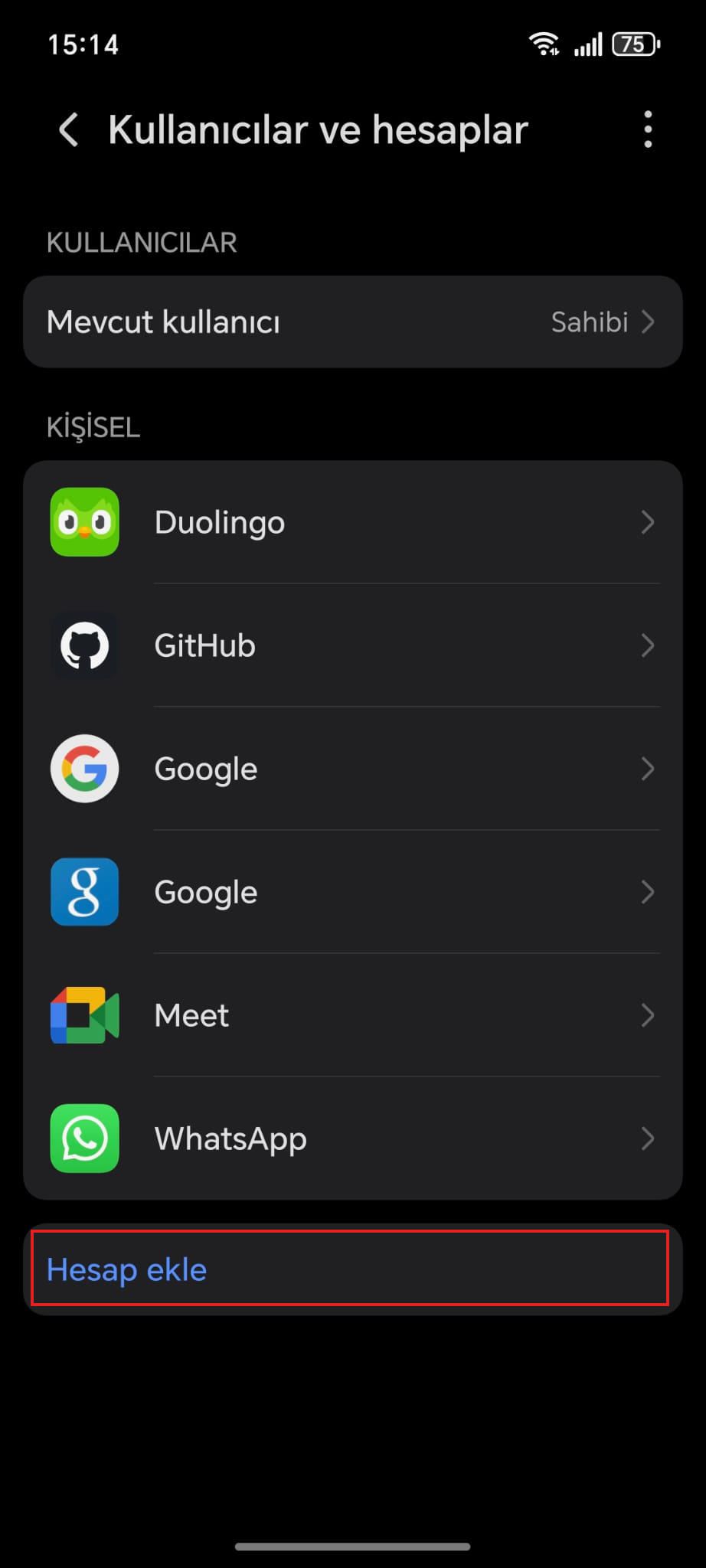 Android Hesap Ekle