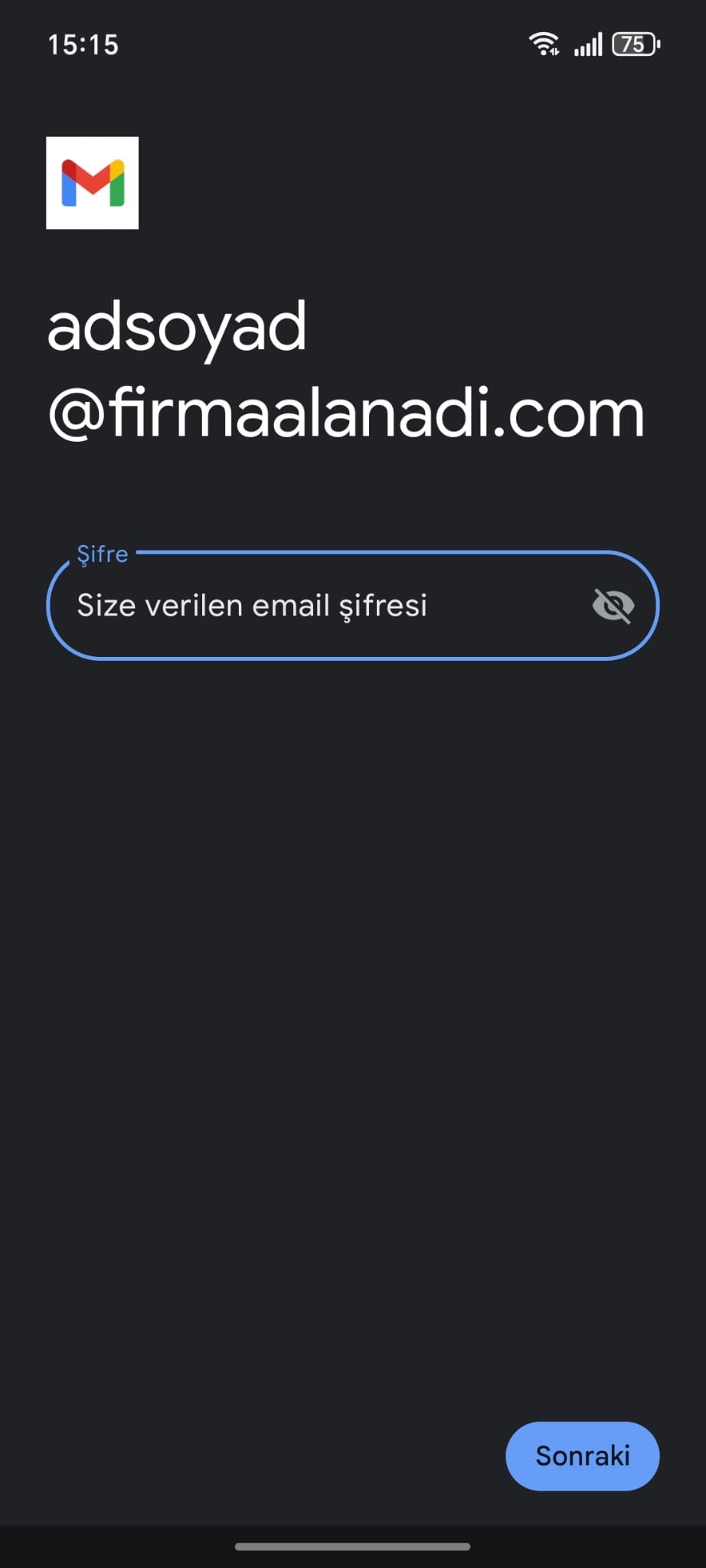 Android Şifre Girişi