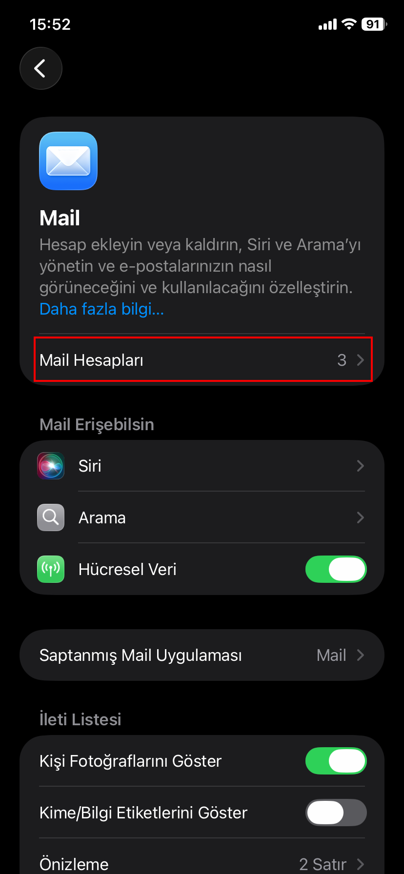iOS Mail Hesapları