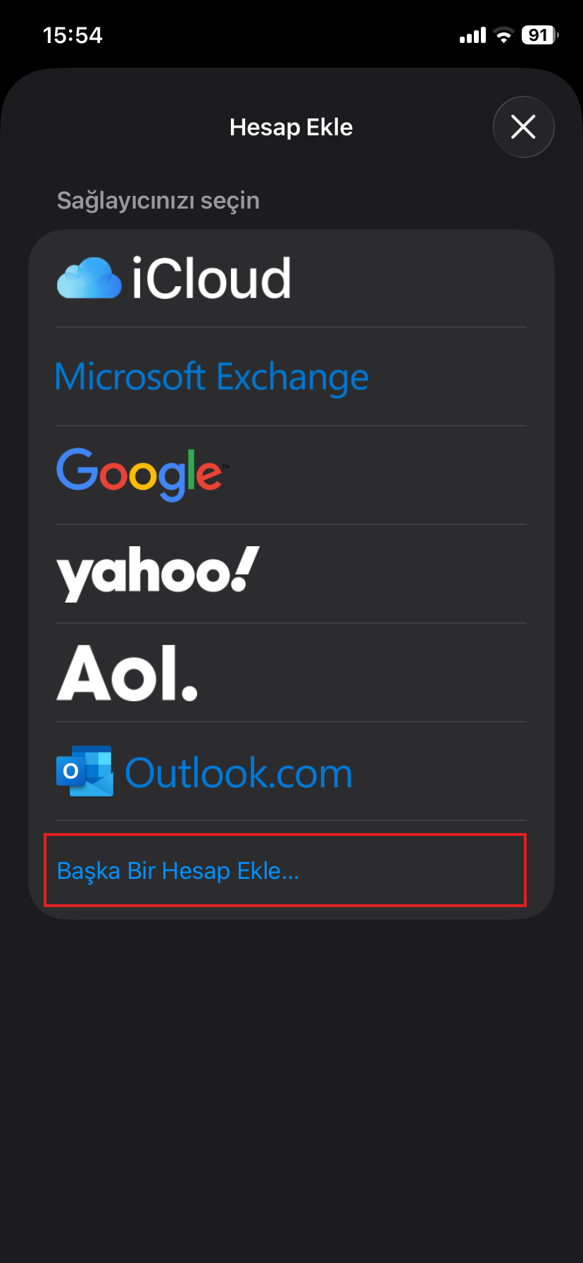 iOS Sağlayıcı Seçimi